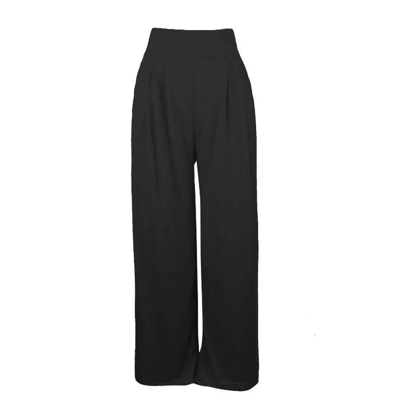 Casual Loose Wide Leg Pants High Woman Wasit 2022 New Long Trousers Fashion Office Ladies Elastic Waist Oversized Pant Black Red