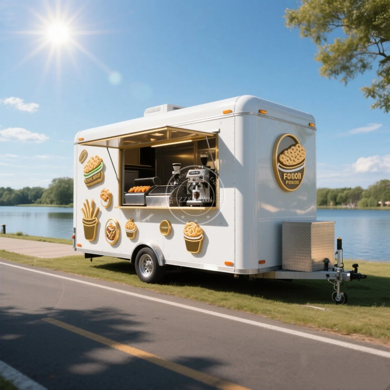 

2025 Hot Sale Custom Food Trailer with Full Kitchen Equipment Mobile Bar Coffee Ice Cream Cart BBQ Food Trailer Truck