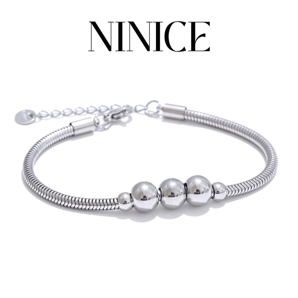 

NiNice Bracelet Waterproof Fashion Round Bead Bracelet Stainless Steel Jewelry Gift Popular Adjustable New Product