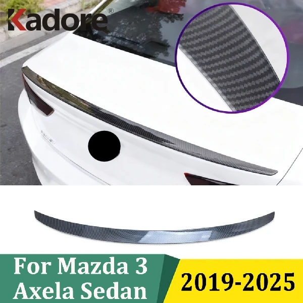 

For Mazda 3 M3 Axela 2019-2025 Sedan Carbon Fiber Rear Roof Trunk Spoiler Trim Rear Wing Lip Bumper Cover Trim Car Accessories