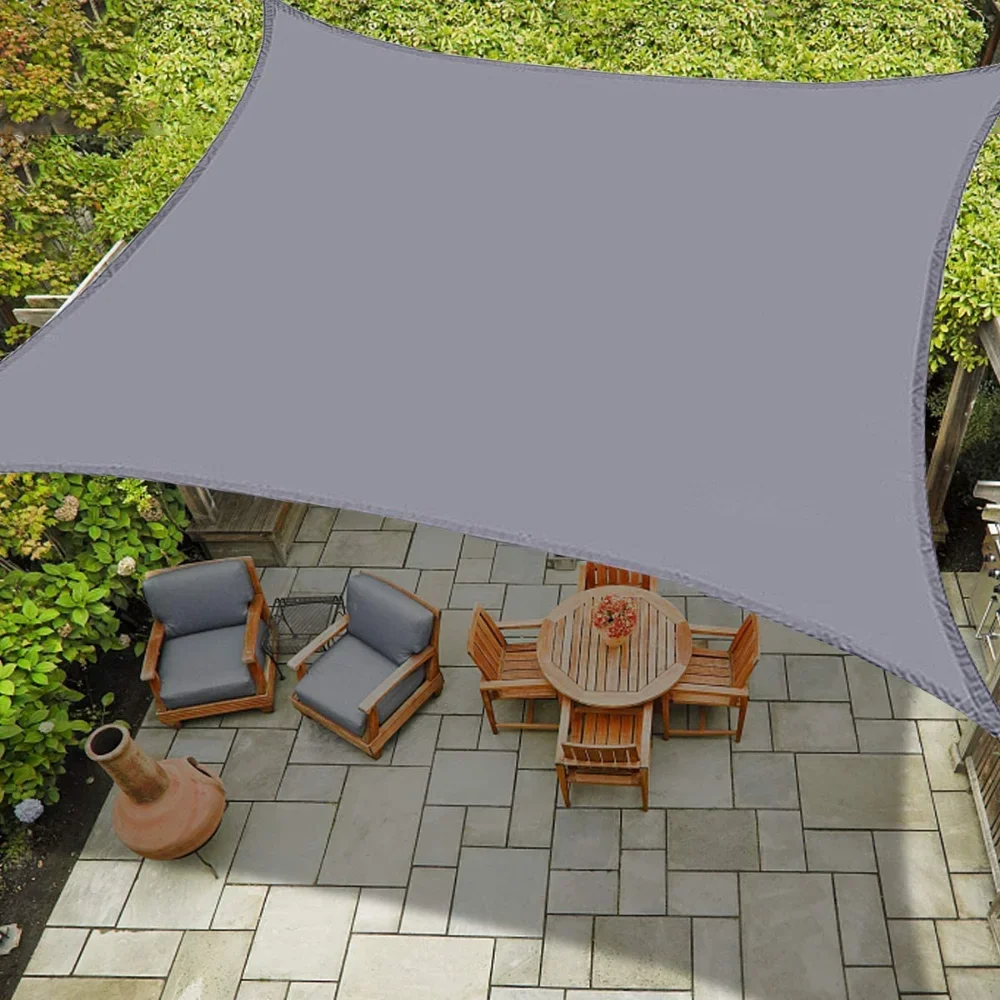 600D Waterproof Gray Square Rectangular Shade Sail Outdoor Garden Swimming Pool Awning 95% UV Protection Thicken Sun Shelter