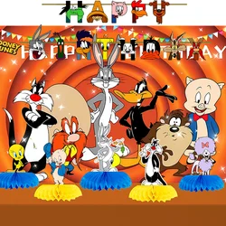 The Looney Tunes Banner Birthday Decoration Looney Party Supplies Flags Banner Backdrop Cake Topper Ballons Baby Shower