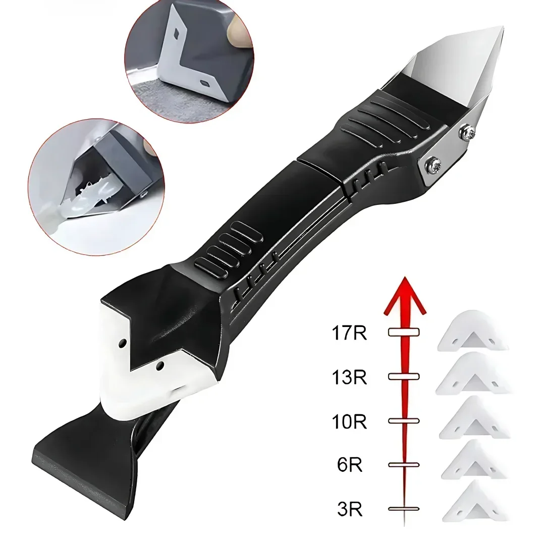 Grattoir en silicone 5 en 1, ensemble d'outils pour enlever les joints lisses, finisseur de calfeutrage, kit de coulis lisse, enlèvement des moisissures au sol, ensemble d'outils à main