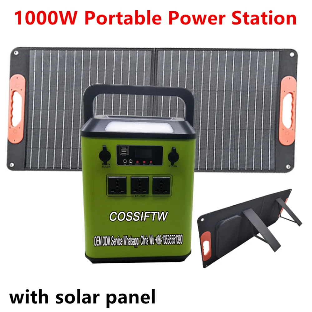 

COSSIFTW Portable Power Station LiFePO4 800Wh 1000W Peak Tourism Camping ODM OEM AC/DC output With USB 100W Solar Panels