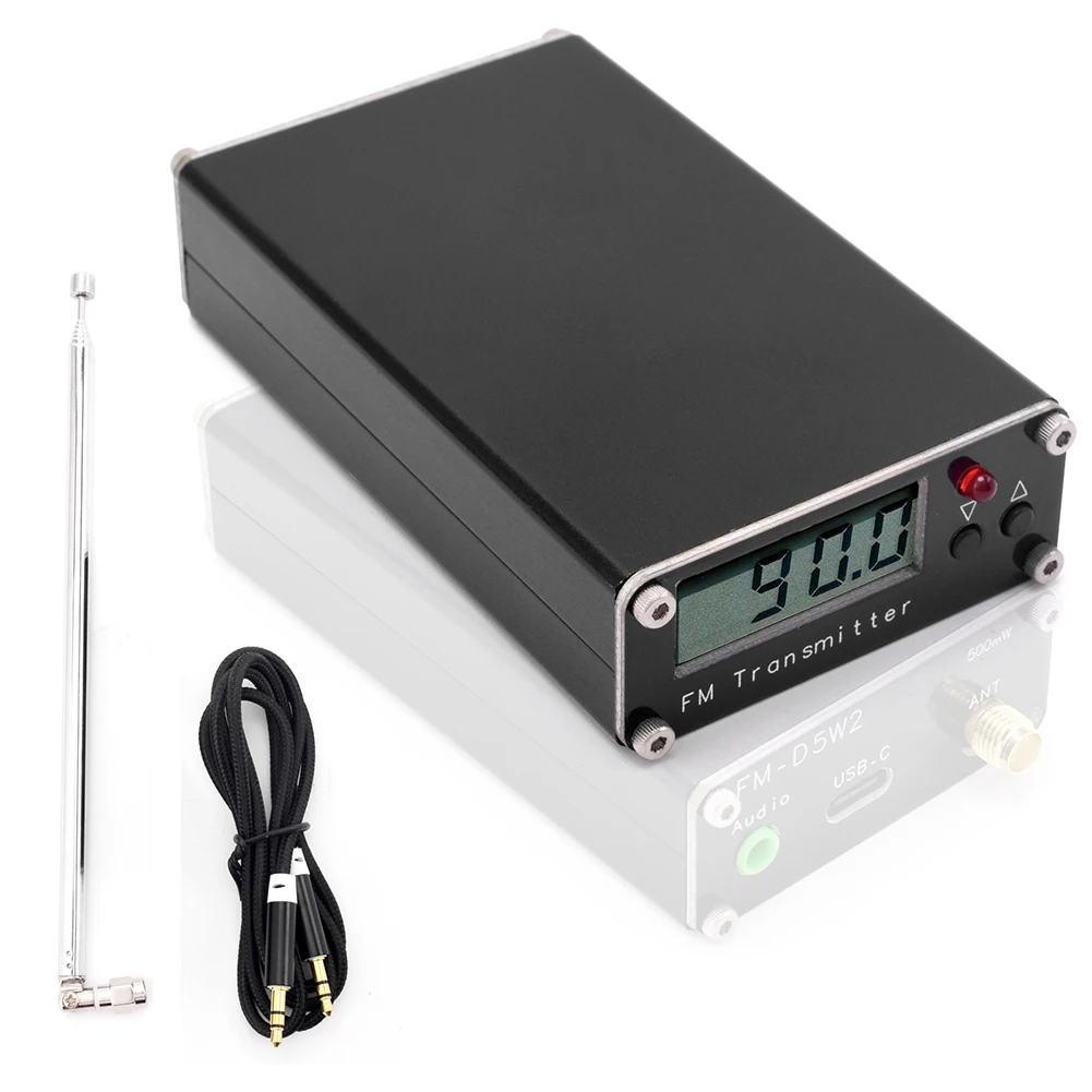 FM Transmitter With Digital Display 0.5W 500mW Stereo 76-108M FM Transmitter 76-108MHz DAB With 1m Antenna