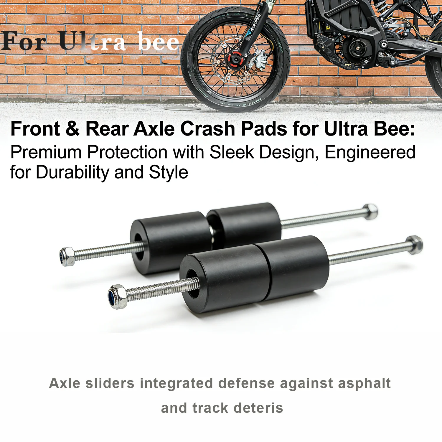 

Защитные слайдеры для электромотоцикла Ultra Bee, защита переднего и заднего колеса, супермото-слайдеры, защита от падений.