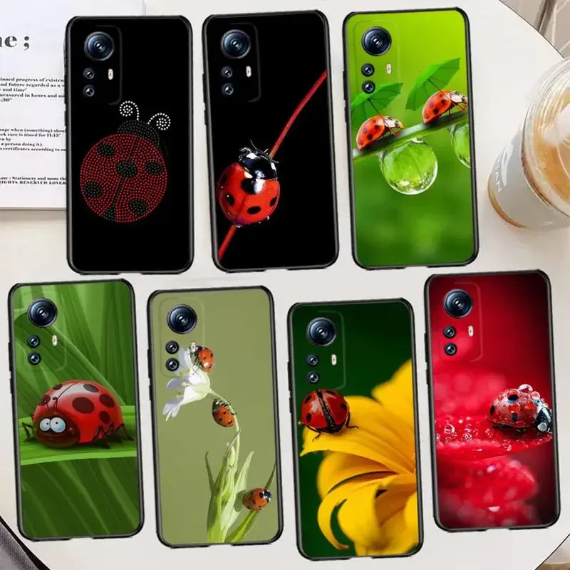 Seven-Star Ladybug Phone Case For XIAOMI 12SUltra 12S 11x max3 note10 lite 10 9T pro pocoX3 M3 Silicone Cover Soft black