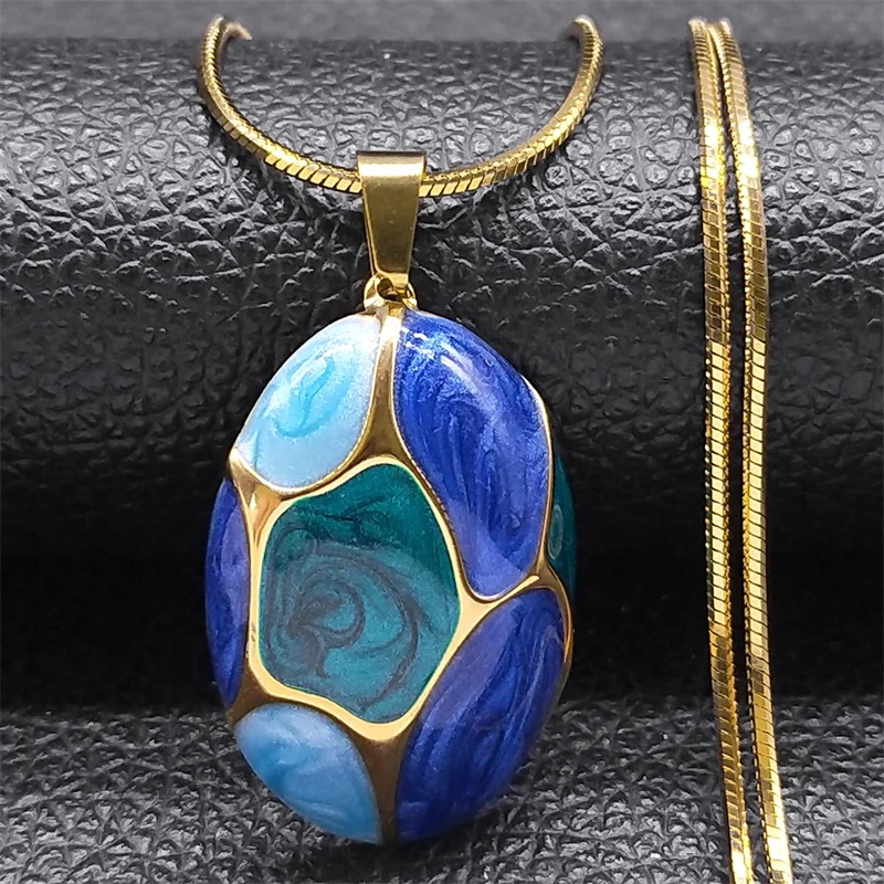 Geometrische Kontrastierende Bunte Emaille Anhänger Halskette für Frauen Edelstahl Gold Farbe Kette Halsketten Schmuck Geschenke NZZZ387 – Detail 6