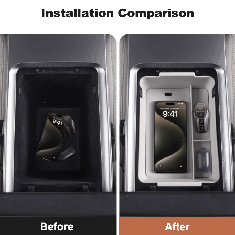 For BYD Han L DMI EV Center Console Armrest Storage Organizer Box Anti-Slip Waterproof Liner Tray Car Interior Mod Styling