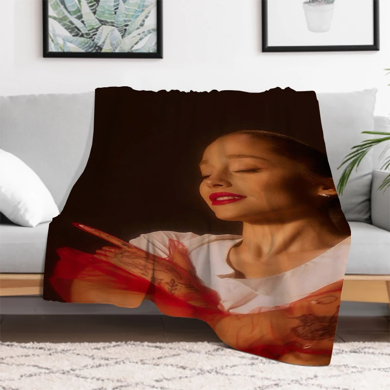 American Pop Singer Ariana Grande Throw Blankets for Decorative Sofa Blanket Fluffy King Lid Knee Bed Microfiber Bedding Fleece