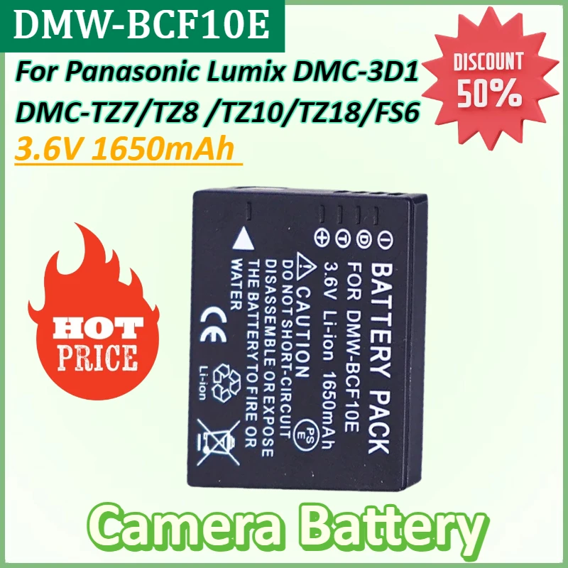 

New 3.6V 1650mAh DMW-BCF10E BCG10E Camera Battery for Panasonic Lumix DMC-3D1 DMC-TZ7 DMC-TZ8 DMC-TZ10 DMC-TZ18 DMC-FS7 DMC-FS6