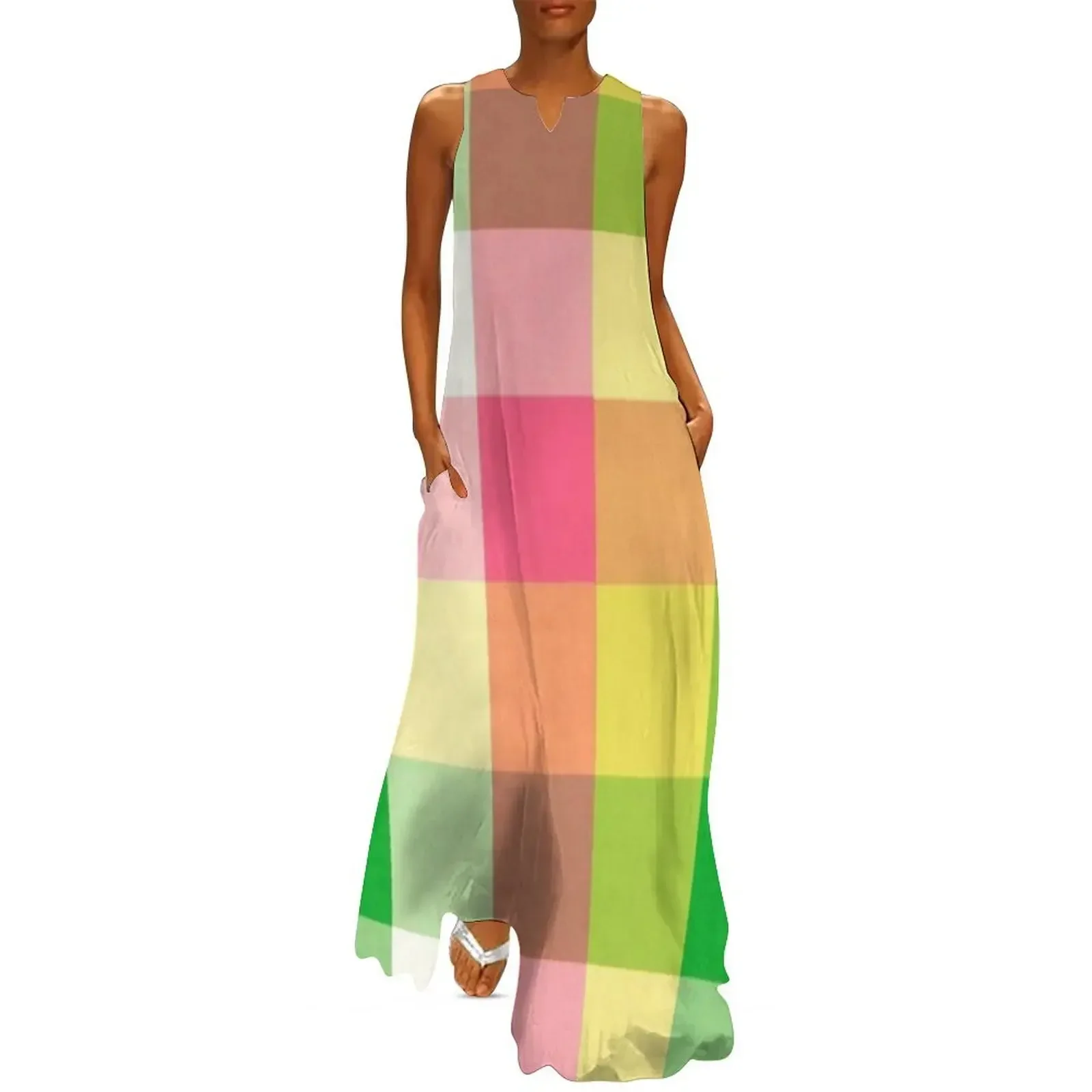 

Pink and Green plaid pattern Long Dress chic and elegant evening dress women's evening dress 2025 Clothing