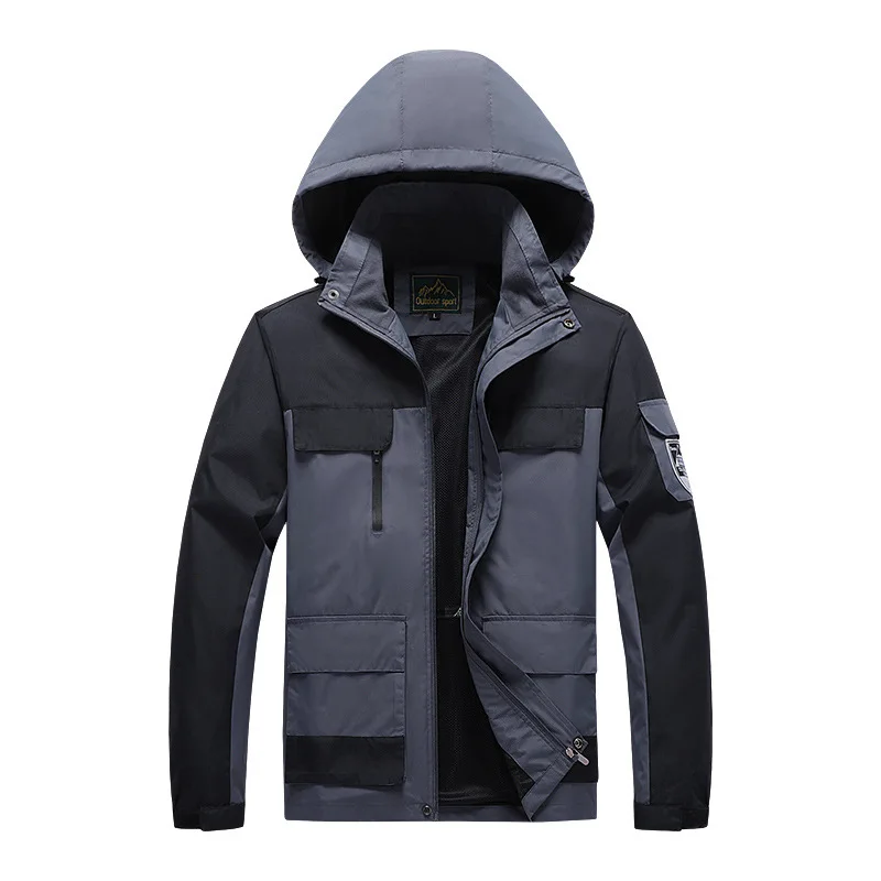 

Spring and autumn new thin fashion men's hooded hardshell single-layer mountaineering large-size couple coat