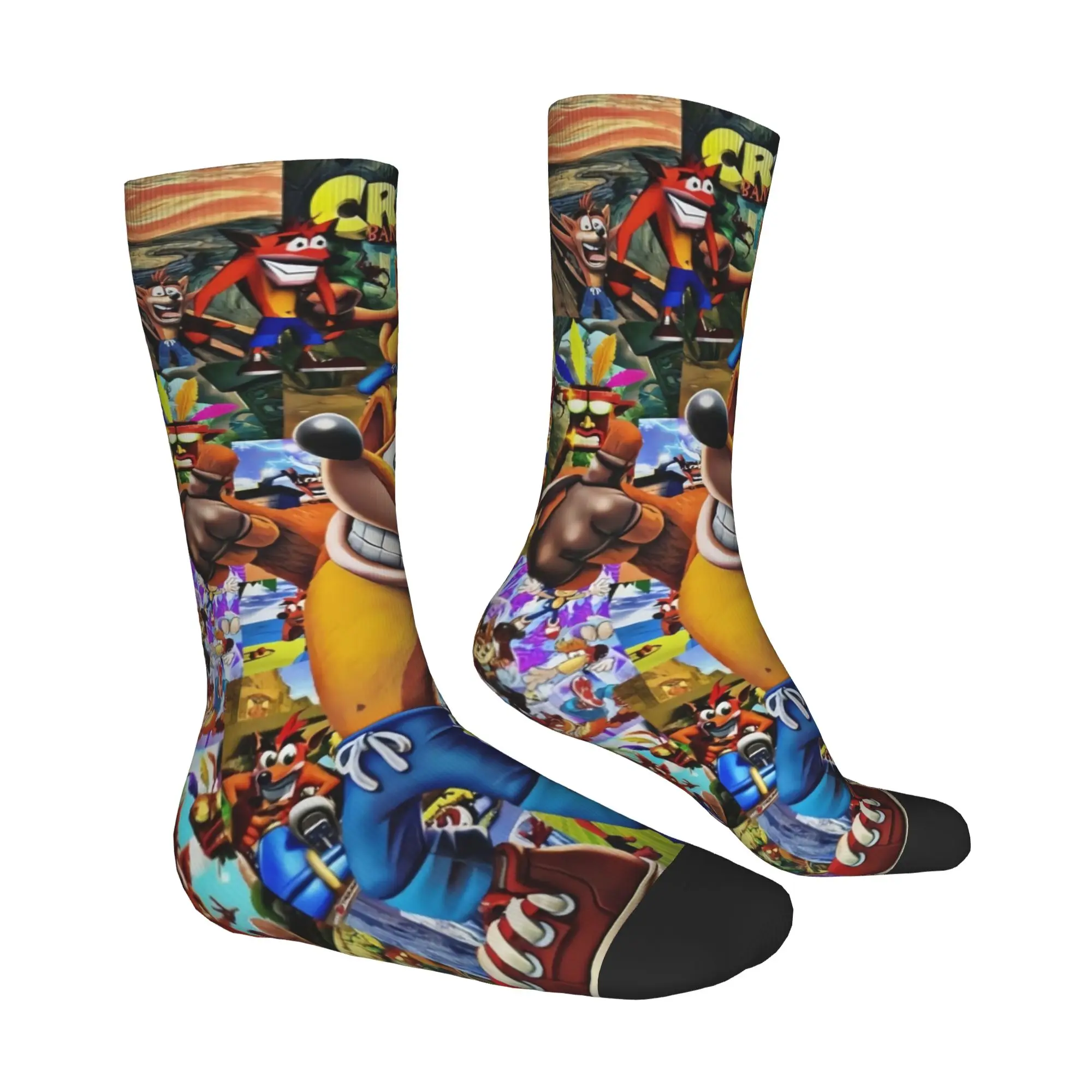 Game C-Crash B-Bandicoot Cartoon  Men Women Crew Socks Unisex Fashion Anime  Spring Summer Autumn Winter Dress Socks