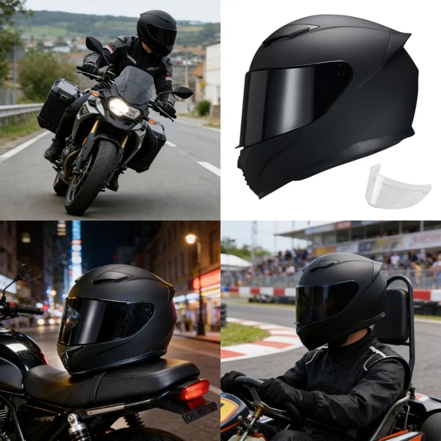 

Full Face Motorcycle Helmet WS-607 DOT Approved Motorbike Racing Street Bike Helmets for Adults with Visor