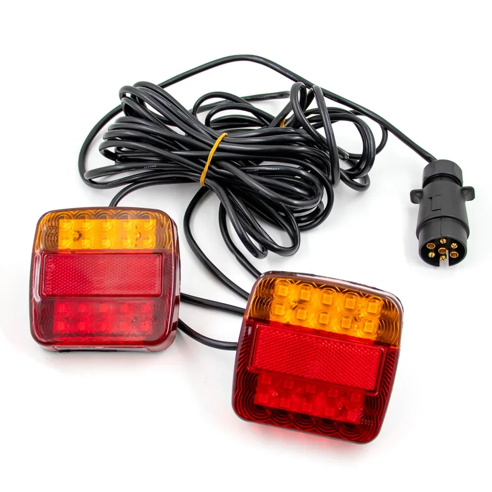 Uniwersalny zestaw 12V 16 LED tylnych świateł holowniczych do przyczepy, kabel 10m, 7-pinowe światło stop, tarcza, oświetlenie tablicy rejestracyjnej, wodoodporne światła