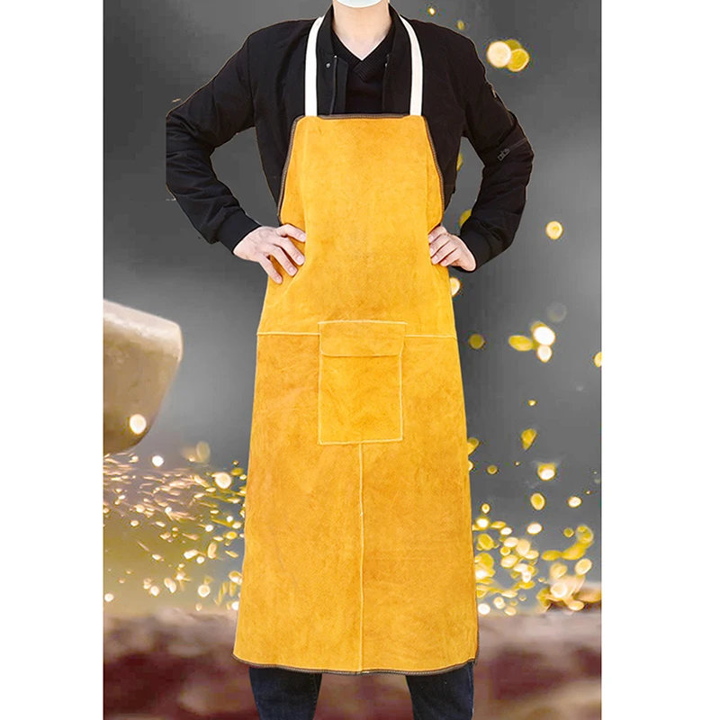 Cowhide Blacksmith Apron Heavy Duty Leather Welding Apron For Fire Resistant Car Repair Work Welders Flame Resistant