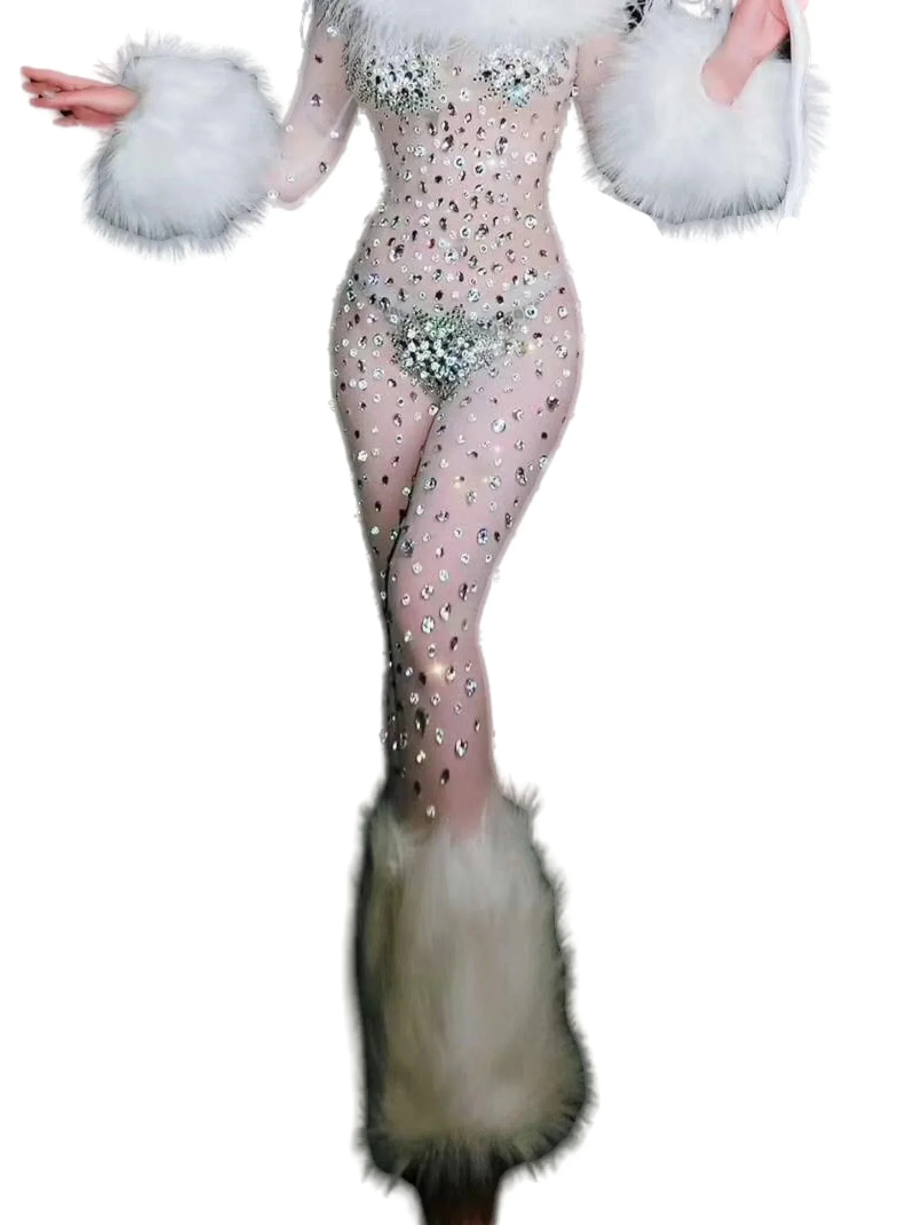 Festival Drag Queen Outfit Nightclub Stage Wear Las Vegas Donna Tute con strass Tuta da ballo rave per feste