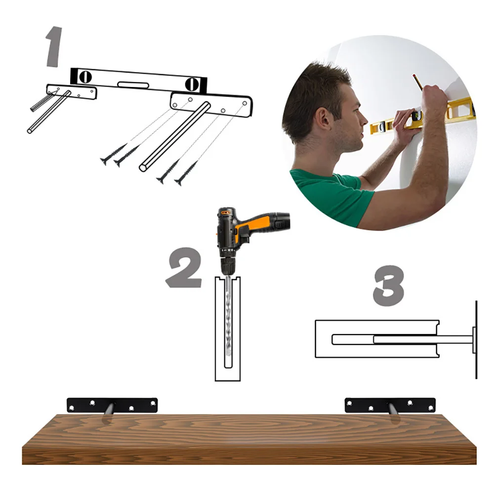 

6Pcs 150Mm Invisible Hidden Floating Shelf Bracket Heavy Duty Wall Shelf Supports for Kitchens Bathrooms Offices Farmhouses