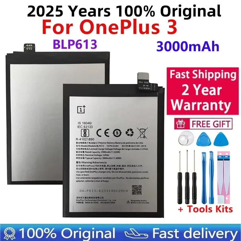 

100% Original New Top quality BLP613 3000mAh Replacement Battery For OnePlus 3 One Plus 3 Three Batteries Fast Shipping