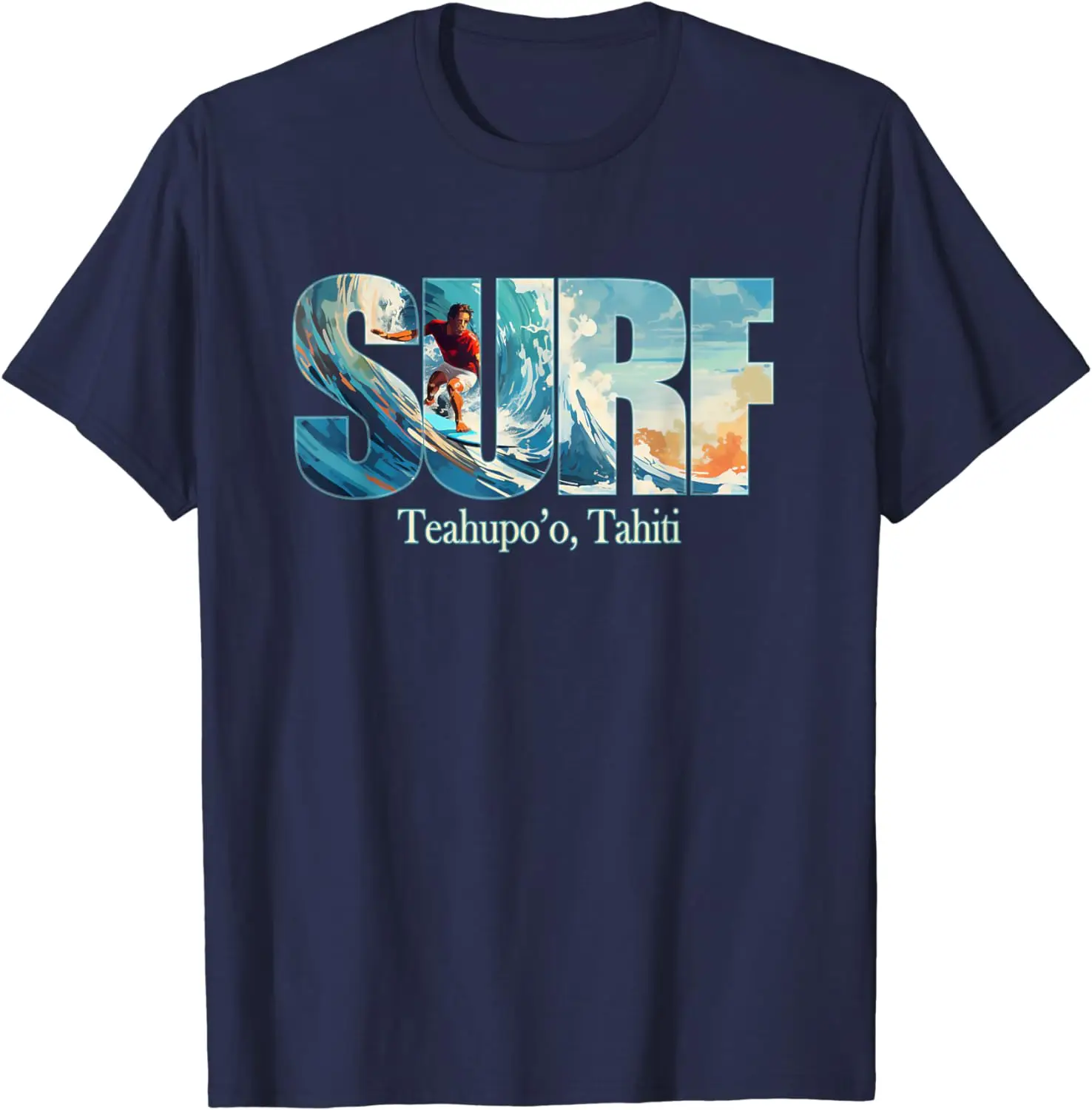 Teahupo\'o, Tahiti Beach Surfing T-Shirt for Men Women Holiday Travel Beach Sports Short Sleeve Oversized T Shirt