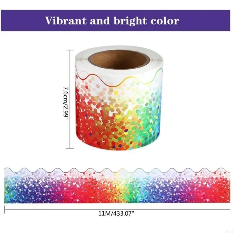 M5TB Vibrant Rolled Border Sticker with Confetti Design Classroom Decoration