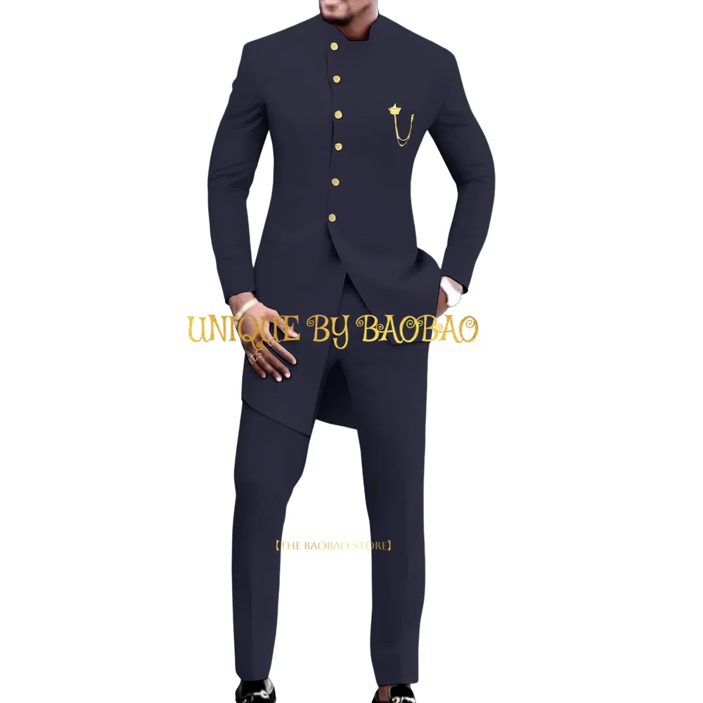 Men's formal 2-piece suit (jacket+pants) new Chinese style long blazer wedding prom party teacher's day festival custom tuxedo