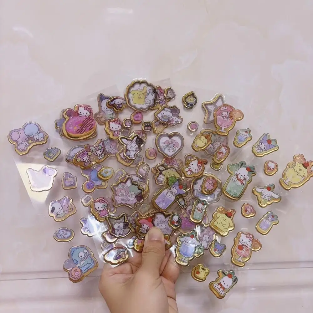 

Трехмерная наклейка Sanrio Hello Kitty Wish Me Mell Kuromi с золотым тиснением, для компьютера, кружки, блокнота, подарок на день рождения для девочки