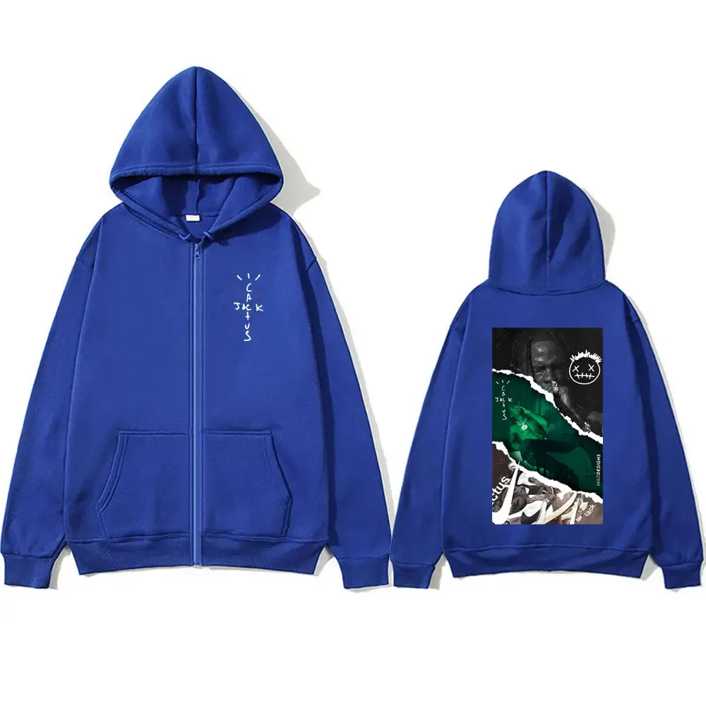 New Cactus Jack Zipper Hoodie Cool Look Mom I Can Fly Music Album Cover Print Hoodies Men Women Hip Hop Oversized Zip Up Jacket