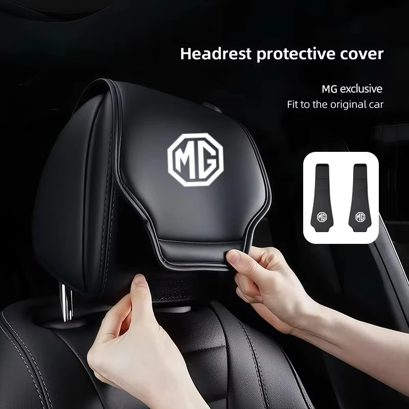 

Car Seat Headrest Cover Leather Head Rest Protector Anti Dirty Auto Interior Accessories For MG ZS MG4 EV MG5 MG HS MG3 MG6