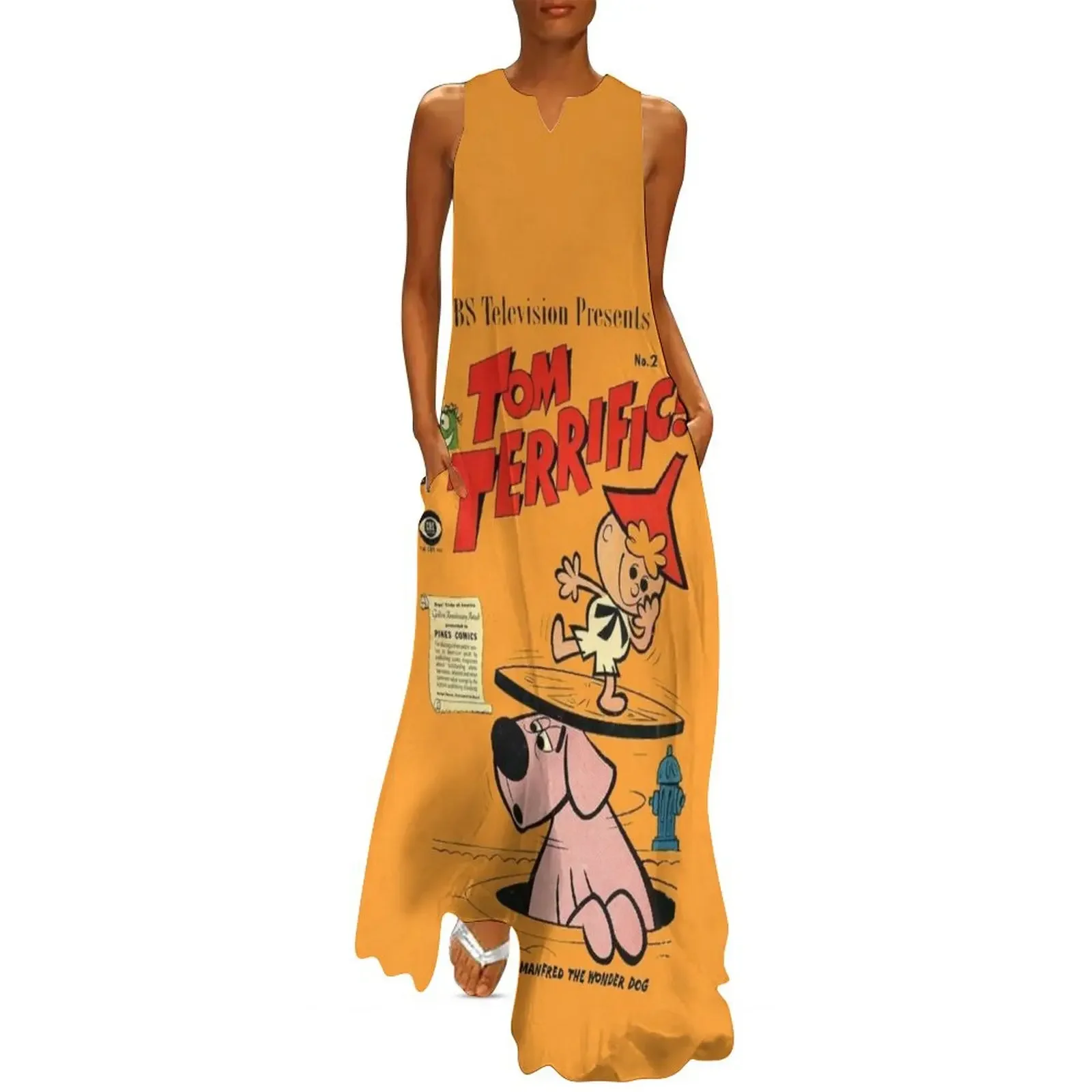 

Tom Terrific with Mighty Manfred the Wonder Dog Long Dress women's summer clothing 2025 summer dress Dresses Dress