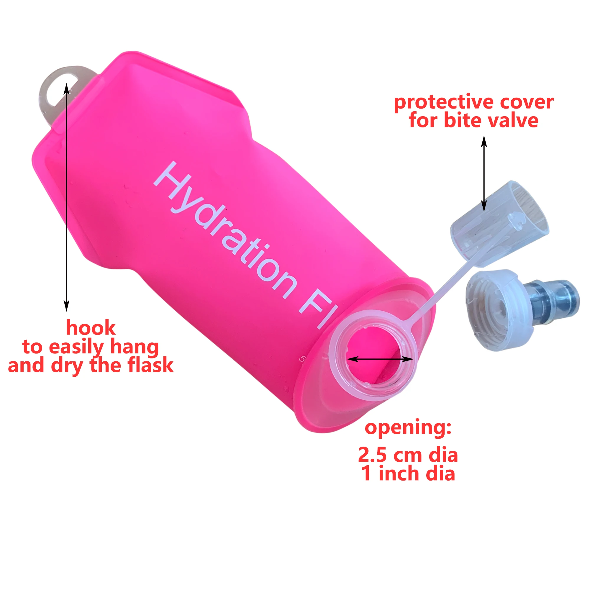 AXEN Folding Water Bottle, Collapsible, Soft Flask, TPU, Cycling, Running, Camping, Travelling, Pink, Blue, Green, 500ml