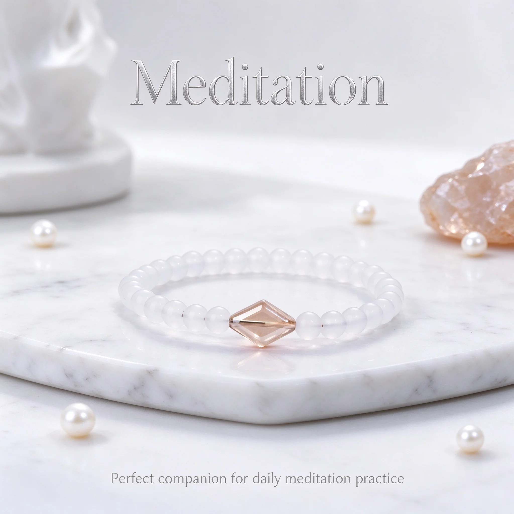 1pc Extremely simple white translucent moonstone bracelet, meditation bracelet, unisex wrist accessory, holiday gift