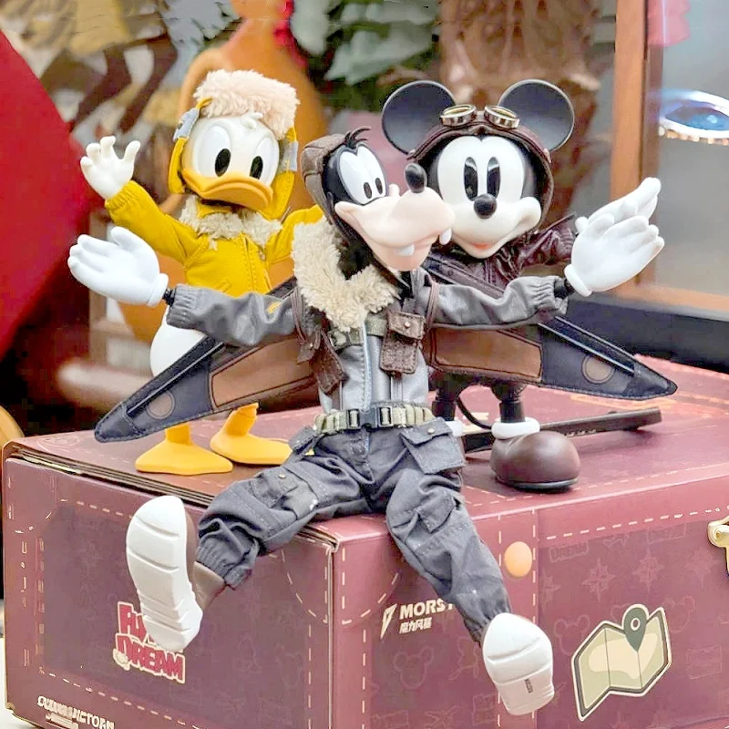 

Disney City Flying Dream Figure Donald Duck Goofy Mickey Model Pvc Statue Movable Joint Models Dolls Collect Toys Gifts