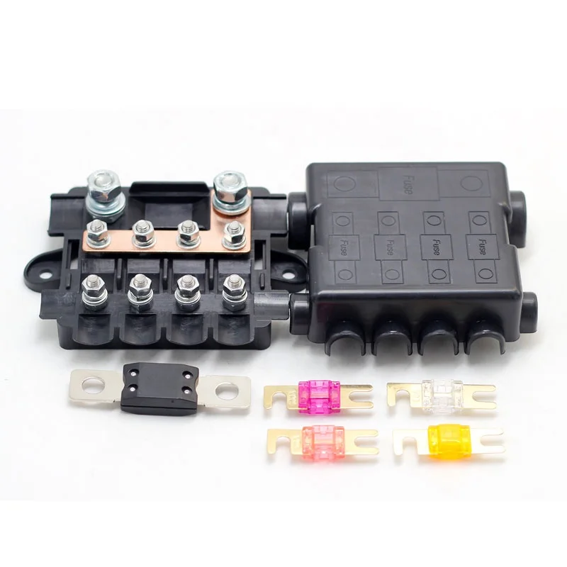 5-Way MIDI Giant Fuse Block 4AFS + 1ANM-30-125A PA66 Plastic Box with Red Copper Bus for Car/Boat/RV (including IP65 fuses)