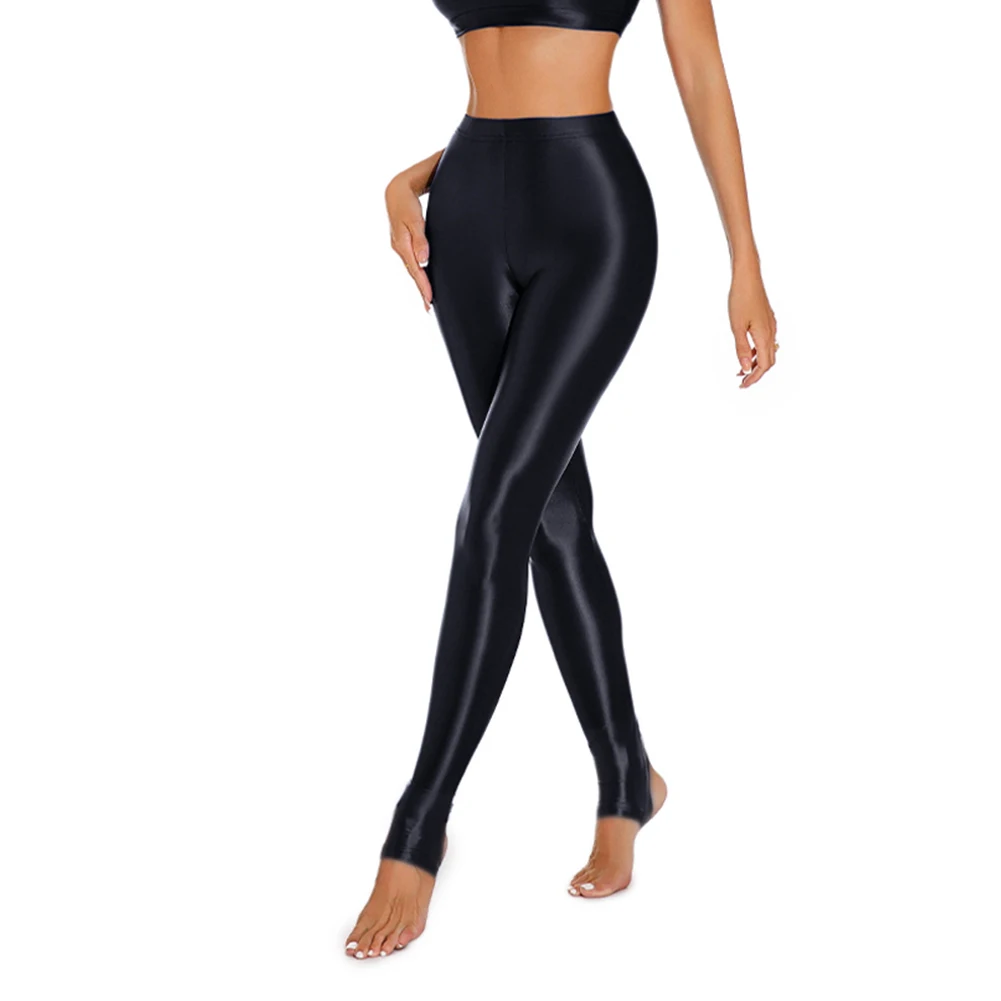 Leggings elásticos brillantes con cintura alta para mujer, pantalones ajustados para entrenamiento de baile de yoga y ropa deportiva activa diaria