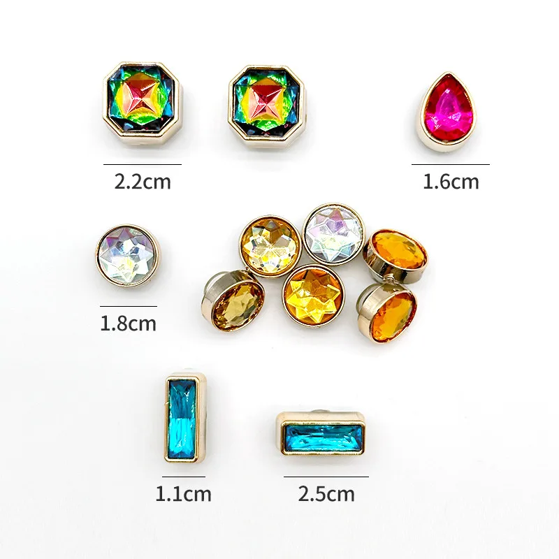 Clogs Shoe Accessories DIY Shoe Buckle Slippers Removable Crystal Diamond Rhinestone Shoe Flower Upper Accessories 12PCS