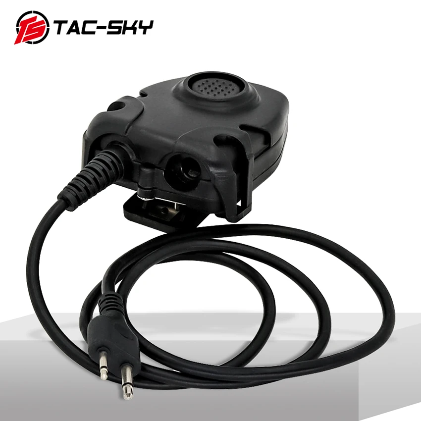 TAC-SKY Tactical Hunting Airsoft Sports Headset Walkie Talkie PTT Adapter Push-to-Talk 2-pin ICOM Plug Ptt