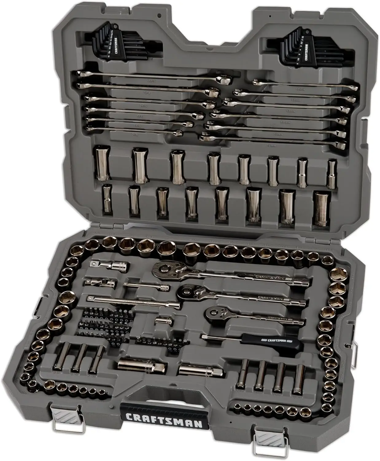 

OVERDRIVE 154-Piece Gunmetal Chrome Mechanics Tool Set, Standard SAE/Metric Socket Set, with Hard Case (CMMT99154L)