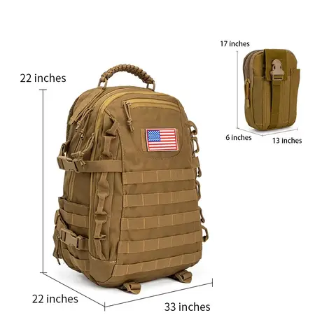 Military Tactical Backpack,Sturdy Work & Molle Laptops Rucksack,Army Assault Pack For Hiking Camping Travel Fishing Gym
