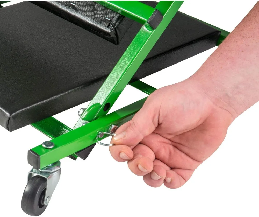 مقعد زاحف ميكانيكي عالمي مع 6 عجلات دوارة، سعة 300 رطل، أسود/أخضر
