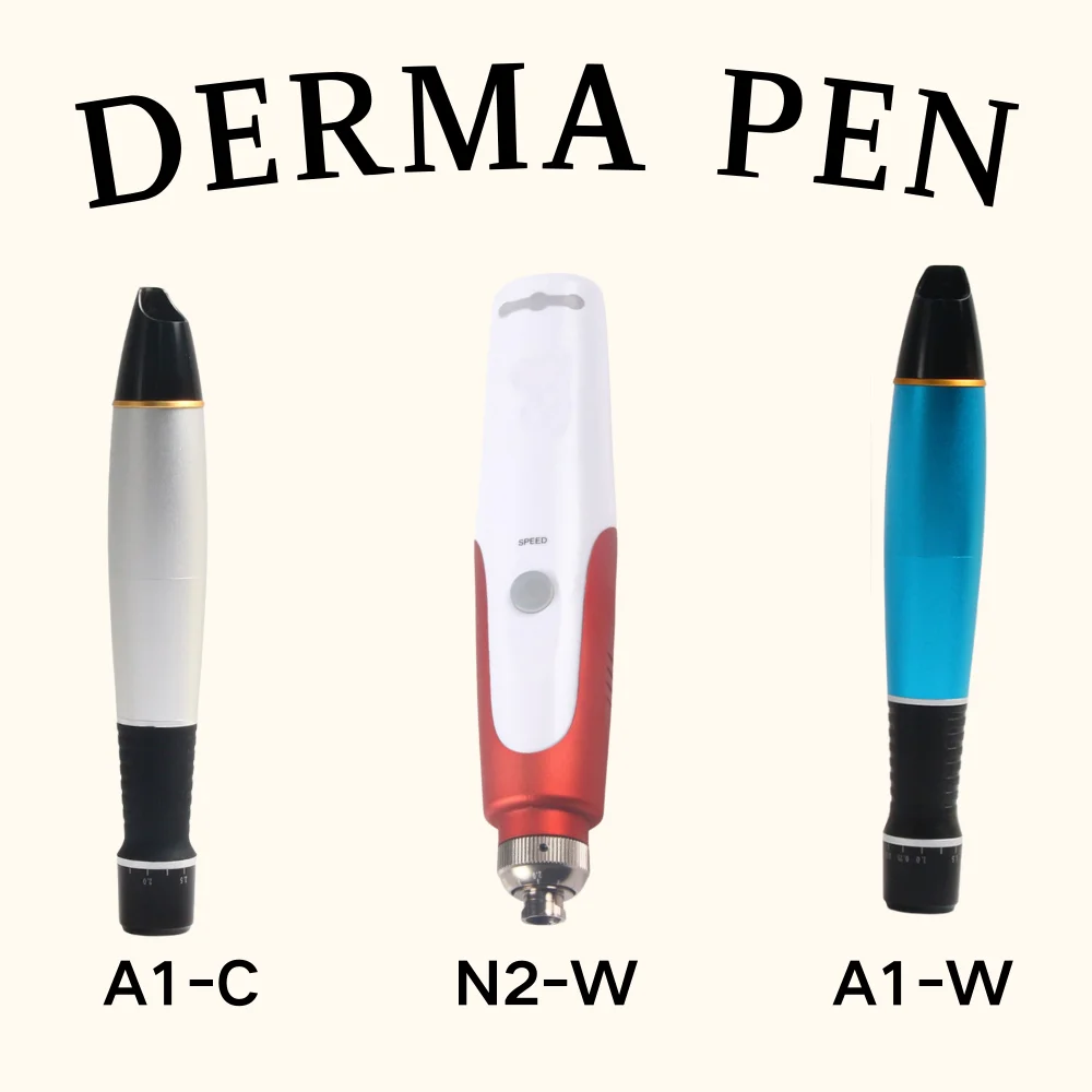 Ultima ปากกาไมโครนีเดิ A1-C ไร้สายแบบมีสาย/A1-W N2-W พร้อมชุดคาร์ดิชัน2ชิ้นปากกาแต้มสิวดูแลผิวลูกกลิ้งนวดหน้าอัตโนมัติ