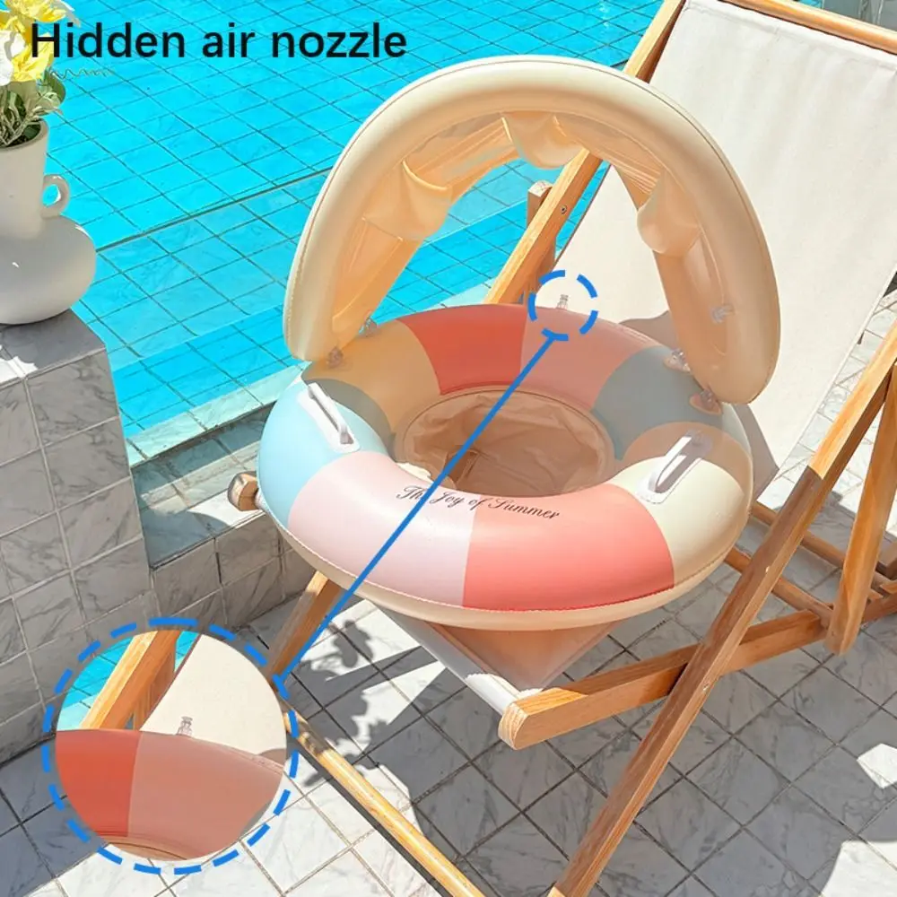Anello da nuoto per bambini in PVC Grande galleggiabilità con parasole Anello per sedile da nuoto per bambini Giocattolo gonfiabile Protezione solare Cerchio per nuoto galleggiante per bambini