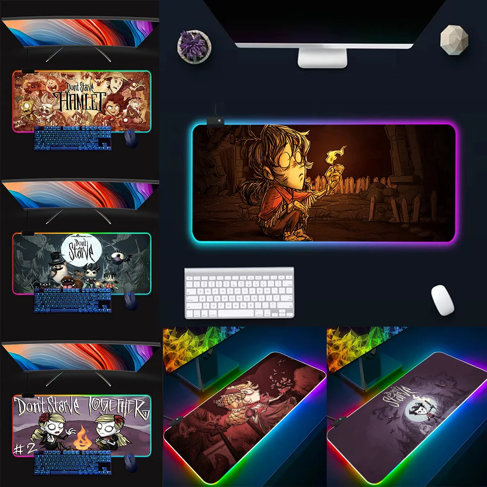 Games Hot Dont Starve RGB Pc Gamer Keyboard Mouse Pad Mousepad LED Glowing Mouse Mats Rubber Gaming Computer Mausepad