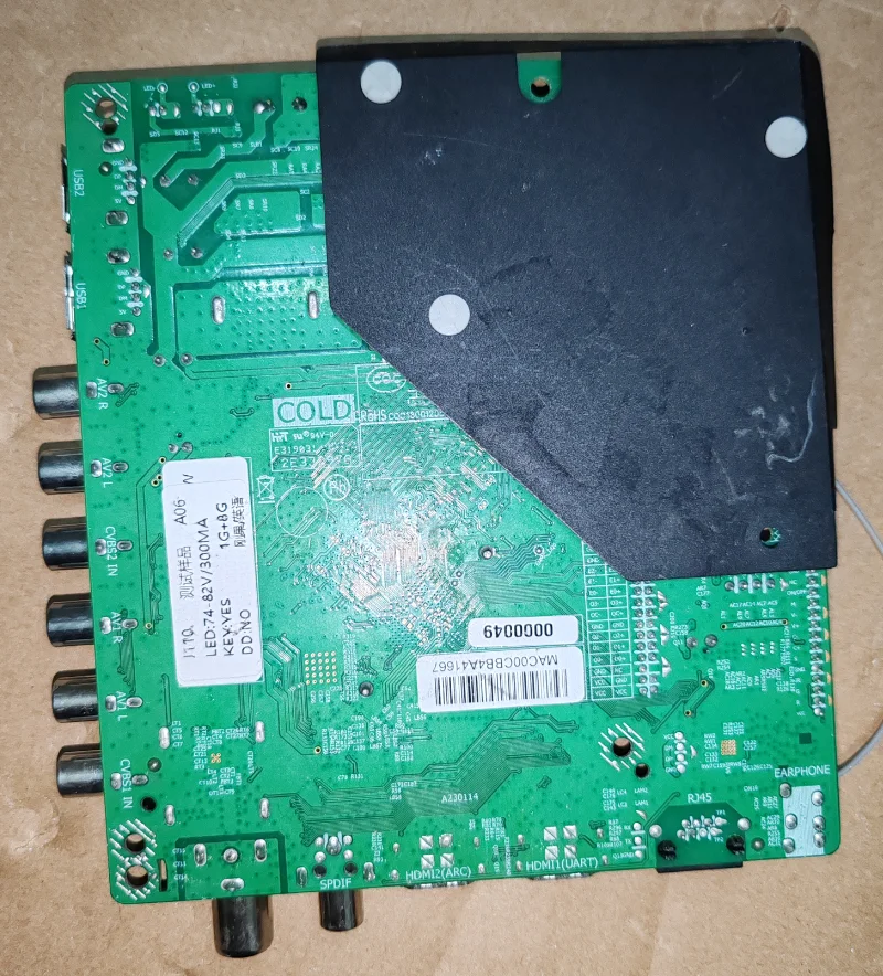 P50-352V5.0 Scheda madre TV tre in uno con rete WiFi a 4 core, foto fisica, testata per 75--82 V 300MA 1G+8g