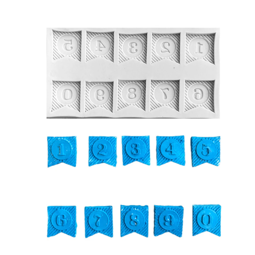 Alphabet Number Flag Silicone Sugarcraft Mold Resin Cupcake Baking Mould Fondant Cake Decorating Tools