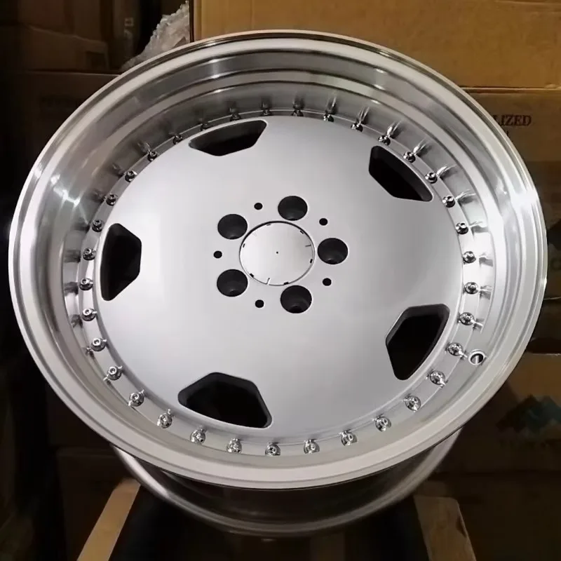 aluminum alloy casting 18 inch 5x112 deep disc star silver machine lip chrome super rivet wheel