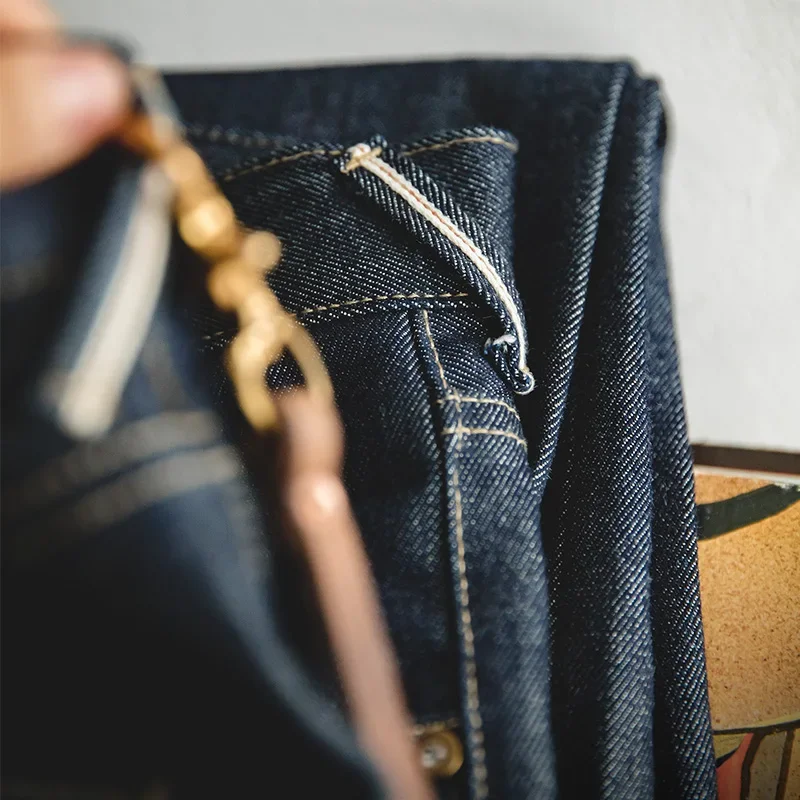Maden خمر 13.5oz Selvedge الخام الدينيم الجينز الرجال الوزن الثقيل مستقيم صالح جينز قطني جيب غير رسمي بنطلون خريف شتاء #4