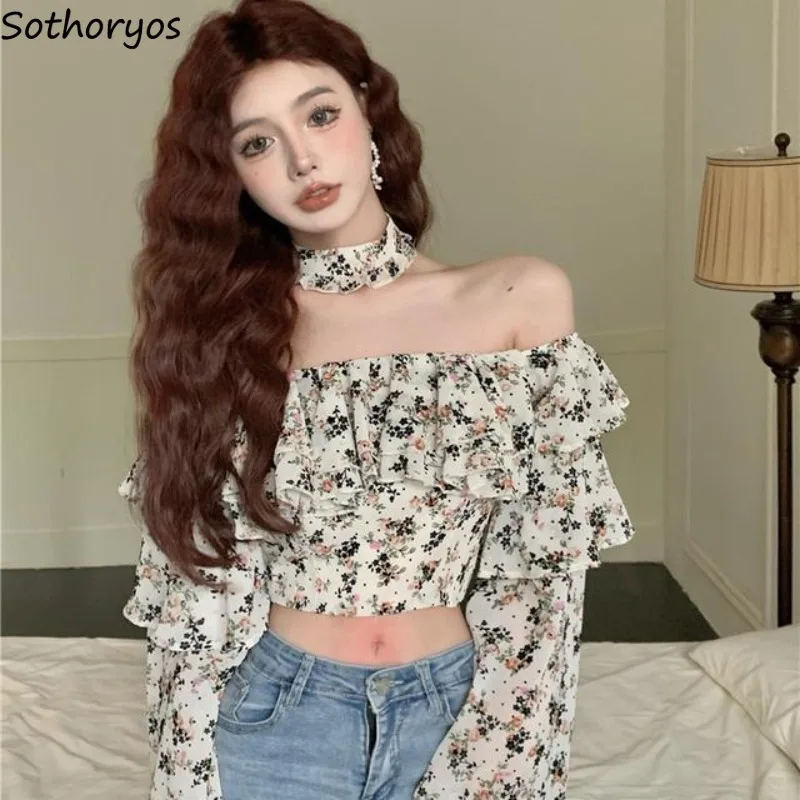 Blouses Women Flowers Ruffles Creativity Special Elegant Prevalent Casual Lovely Ladies All-match Korean Style Spring Comfort