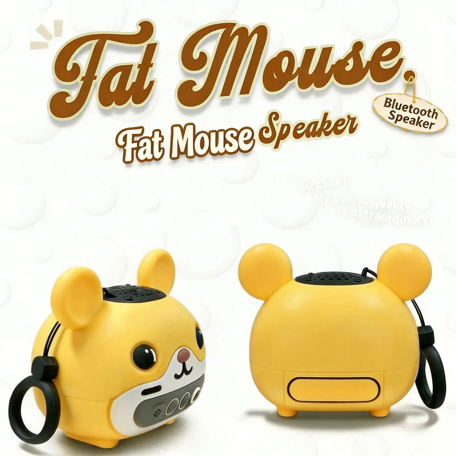

Mini Fat Mouse Wireless Bluetooth Speaker Waterproof Dustproof Lightweight Portable Long Lasting Battery Gift for Girls Friends